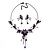 Delicate Y-Shape Purple Rose Necklace & Drop Earring Set In Black Metal - view 3