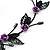 Delicate Y-Shape Purple Rose Necklace & Drop Earring Set In Black Metal - view 6