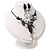 Black Mesh Floral Faux Pearl Necklace & Drop Earrings Set - view 12