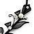 Black Mesh Floral Faux Pearl Necklace & Drop Earrings Set - view 7