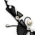 Black Mesh Floral Faux Pearl Necklace & Drop Earrings Set - view 10