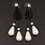 Black Mesh Floral Faux Pearl Necklace & Drop Earrings Set - view 16