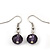 3 Strand Purple/ Lavender Shell & Bead Wire Necklace & Drop Earrings Set In Silver Plating - view 5