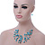 Turquoise Stone & Silver Metal Bead Multistrand Necklace & Drop Earrings Set - view 3