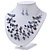 Blue/White Semiprecious Stone & Silver Metal Bead Multistrand Necklace & Drop Earrings Set - view 8