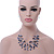 Blue/White Semiprecious Stone & Silver Metal Bead Multistrand Necklace & Drop Earrings Set - view 3