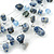 Blue/White Semiprecious Stone & Silver Metal Bead Multistrand Necklace & Drop Earrings Set - view 6