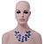 3 Strand Blue Shell & Bead Wire Necklace & Drop Earrings Set In Silver Plating - view 2