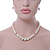 White Simulated Glass Pearl Necklace, Flex Bracelet & Drop Earrings Set With Diamante Rings & Pink Beads - 38cm Length - view 3