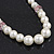 White Simulated Glass Pearl Necklace, Flex Bracelet & Drop Earrings Set With Diamante Rings & Pink Beads - 38cm Length - view 13