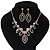 Black/Clear Swarovski Crystal 'Leaf' Necklace And Drop Earring Set In Silver Plated Metal - view 12