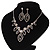 Black/Clear Swarovski Crystal 'Leaf' Necklace And Drop Earring Set In Silver Plated Metal - view 13