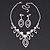 Black/Clear Swarovski Crystal 'Leaf' Necklace And Drop Earring Set In Silver Plated Metal - view 7