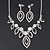 Black/Clear Swarovski Crystal 'Leaf' Necklace And Drop Earring Set In Silver Plated Metal - view 3