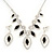 Black/Clear Swarovski Crystal 'Leaf' Necklace And Drop Earring Set In Silver Plated Metal - view 2