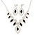 Black/Clear Swarovski Crystal 'Leaf' Necklace And Drop Earring Set In Silver Plated Metal - view 10