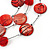 3 Strand Red Shell & Bead Wire Necklace & Drop Earrings Set In Silver Plating - view 4