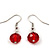 3 Strand Red Shell & Bead Wire Necklace & Drop Earrings Set In Silver Plating - view 8
