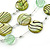3 Strand Grass Green Shell & Bead Wire Necklace & Drop Earrings Set In Silver Plating - view 4