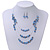 Light Blue/Silver Metal Bead Multistrand Floating Necklace & Drop Earrings Set - view 7