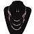 Light Pink/Transparent/Silver Metal Bead Multistrand Floating Necklace & Drop Earrings Set - view 9