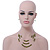 Green/Olive/Hematite Bead Multistrand Floating Necklace & Drop Earrings Set In Silver Plating - - view 2