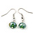 Green/Olive/Hematite Bead Multistrand Floating Necklace & Drop Earrings Set In Silver Plating - - view 5