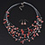 Light Pink/ Transparent Semiprecious Stone & Silver Metal Bead Multistrand Necklace & Drop Earrings Set - view 7