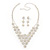 Bridal AB/Clear Swarovski Crystal Bib Necklace & Drop Earrings Set In Silver Plating - view 14