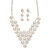 Bridal AB/Clear Swarovski Crystal Bib Necklace & Drop Earrings Set In Silver Plating - view 15