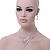 Bridal AB/Clear Swarovski Crystal Bib Necklace & Drop Earrings Set In Silver Plating - view 2