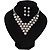 Bridal AB/Clear Swarovski Crystal Bib Necklace & Drop Earrings Set In Silver Plating - view 13