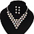 Bridal AB/Clear Swarovski Crystal Bib Necklace & Drop Earrings Set In Silver Plating - view 5