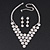 Bridal AB/Clear Swarovski Crystal Bib Necklace & Drop Earrings Set In Silver Plating - view 9