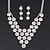 Bridal AB/Clear Swarovski Crystal Bib Necklace & Drop Earrings Set In Silver Plating - view 4