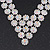 Bridal AB/Clear Swarovski Crystal Bib Necklace & Drop Earrings Set In Silver Plating - view 6