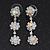 Bridal AB/Clear Swarovski Crystal Bib Necklace & Drop Earrings Set In Silver Plating - view 7
