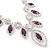 Purple/Clear Swarovski Crystal 'Leaf' Necklace And Drop Earring Set In Silver Plated Metal - view 7