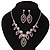 Purple/Clear Swarovski Crystal 'Leaf' Necklace And Drop Earring Set In Silver Plated Metal - view 8