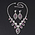 Purple/Clear Swarovski Crystal 'Leaf' Necklace And Drop Earring Set In Silver Plated Metal - view 12