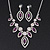 Purple/Clear Swarovski Crystal 'Leaf' Necklace And Drop Earring Set In Silver Plated Metal - view 2