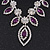 Purple/Clear Swarovski Crystal 'Leaf' Necklace And Drop Earring Set In Silver Plated Metal - view 9