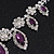 Purple/Clear Swarovski Crystal 'Leaf' Necklace And Drop Earring Set In Silver Plated Metal - view 11