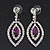 Purple/Clear Swarovski Crystal 'Leaf' Necklace And Drop Earring Set In Silver Plated Metal - view 10