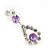 Bridal Purple/Clear Diamante 'Teardrop' Necklace & Earrings Set In Silver Plating - view 5
