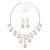 Bridal AB/Clear Diamante 'Teardrop' Necklace & Earrings Set In Silver Plating - view 14