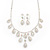 Bridal AB/Clear Diamante 'Teardrop' Necklace & Earrings Set In Silver Plating - view 15
