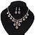Bridal AB/Clear Diamante 'Teardrop' Necklace & Earrings Set In Silver Plating - view 2