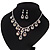 Bridal AB/Clear Diamante 'Teardrop' Necklace & Earrings Set In Silver Plating - view 12
