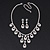 Bridal AB/Clear Diamante 'Teardrop' Necklace & Earrings Set In Silver Plating - view 9